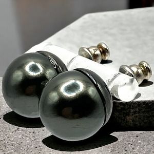 Steel Gray Hematite Polished Sphere Earrings!